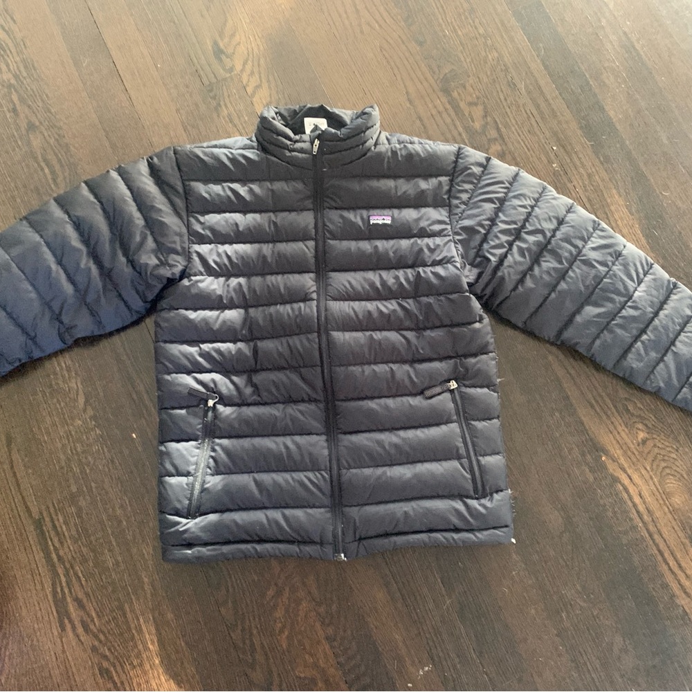 Patagonia Boy’s down puffer sweater jacket, black, XL (14)